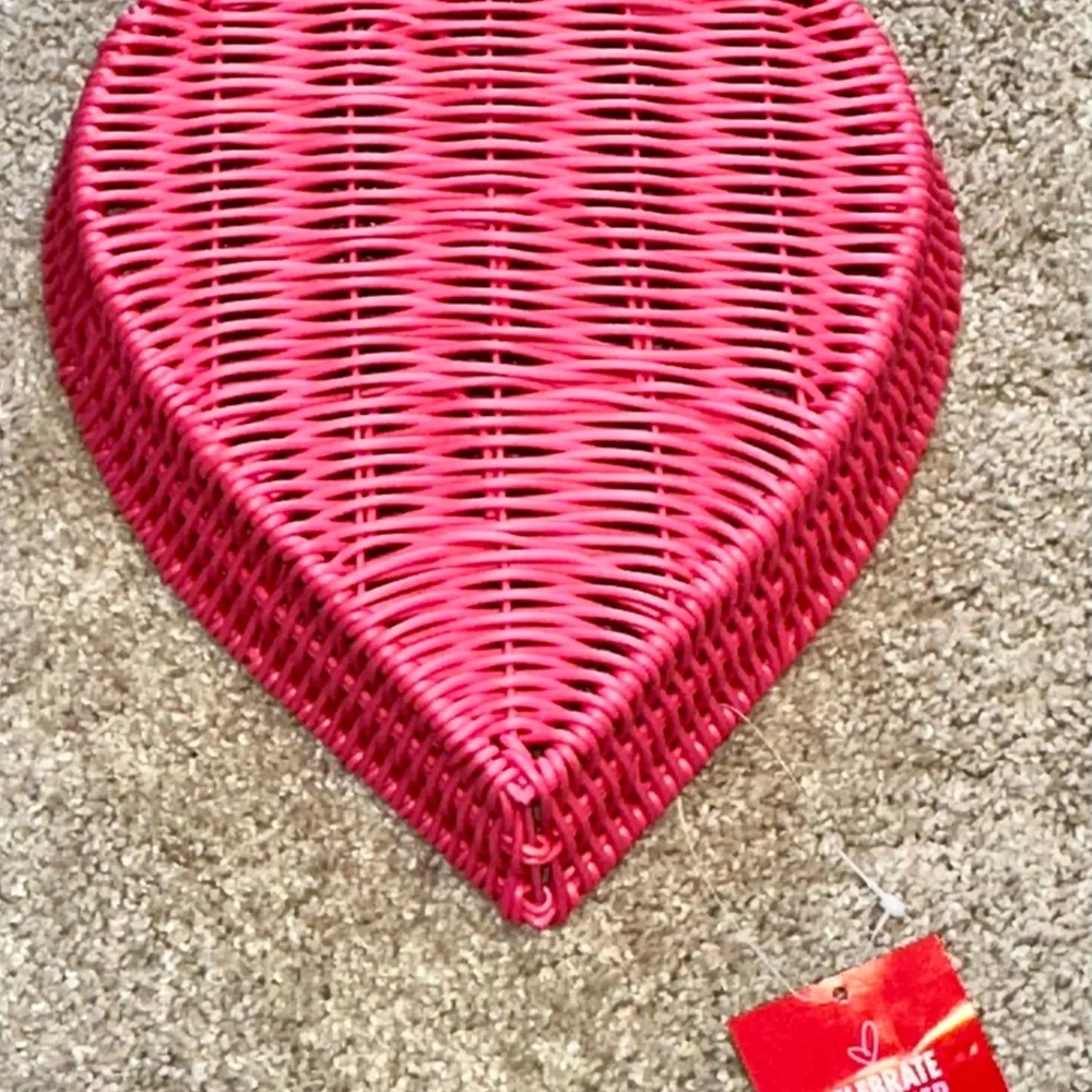 NWT Hobby Lobby Pink Heart-Shaped Wicker Basket.